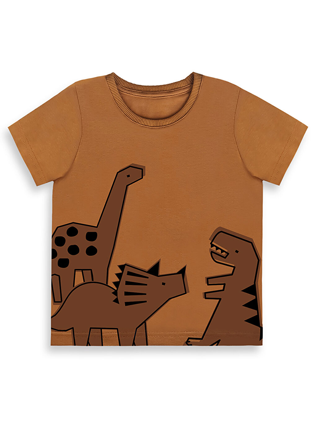 Kahverengi Dinozor Erkek Bebek T-shirt Kaşkorse Şort Takım-3