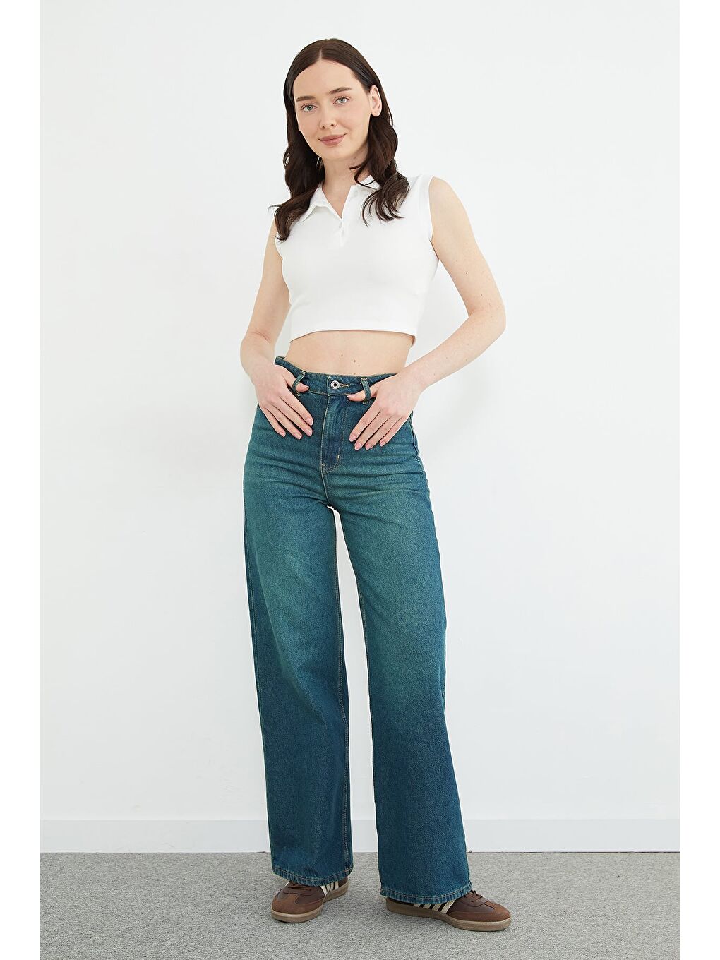 Yeşil Fermuarlı Palazzo Jean-3