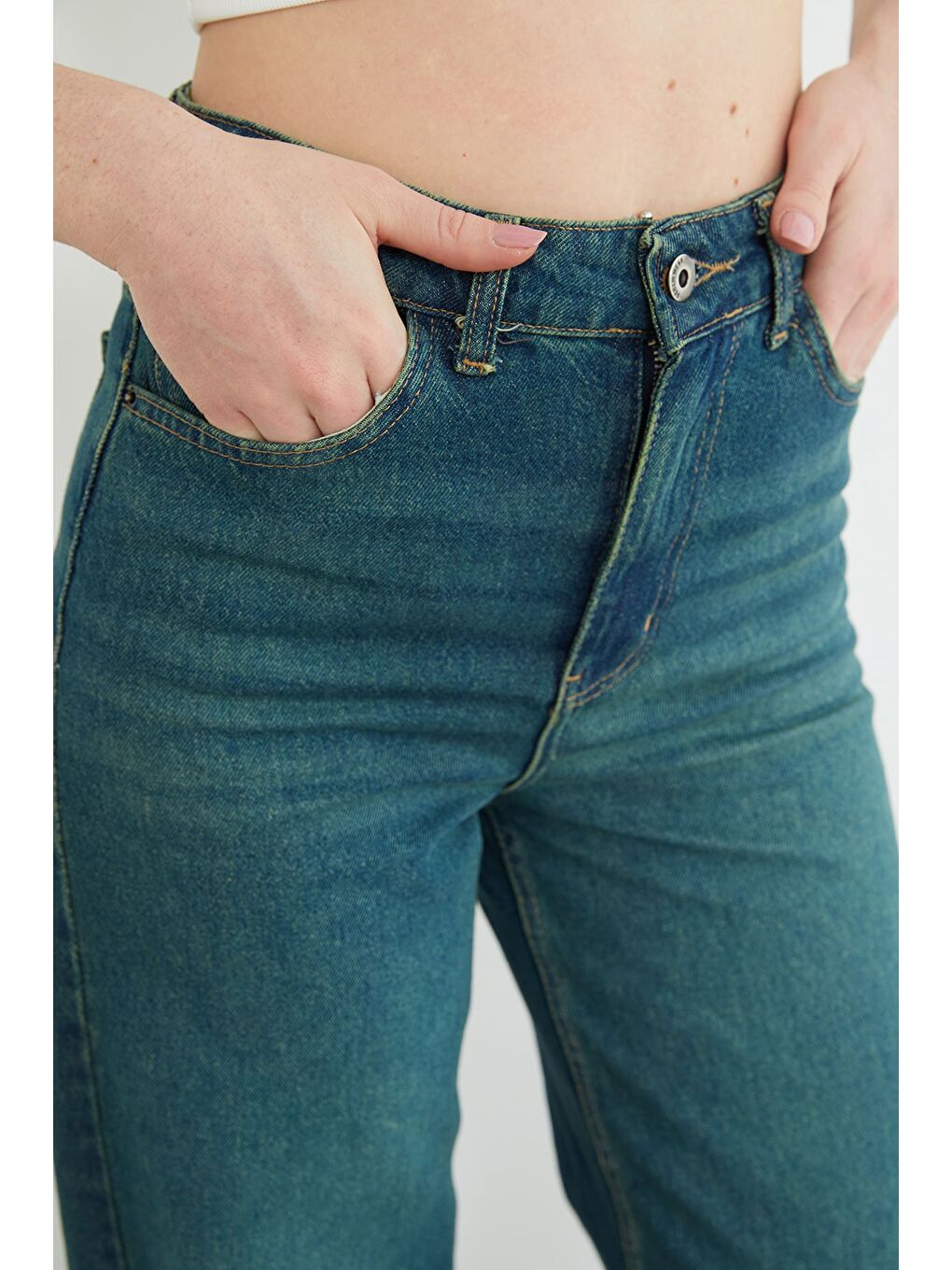 Yeşil Fermuarlı Palazzo Jean-4