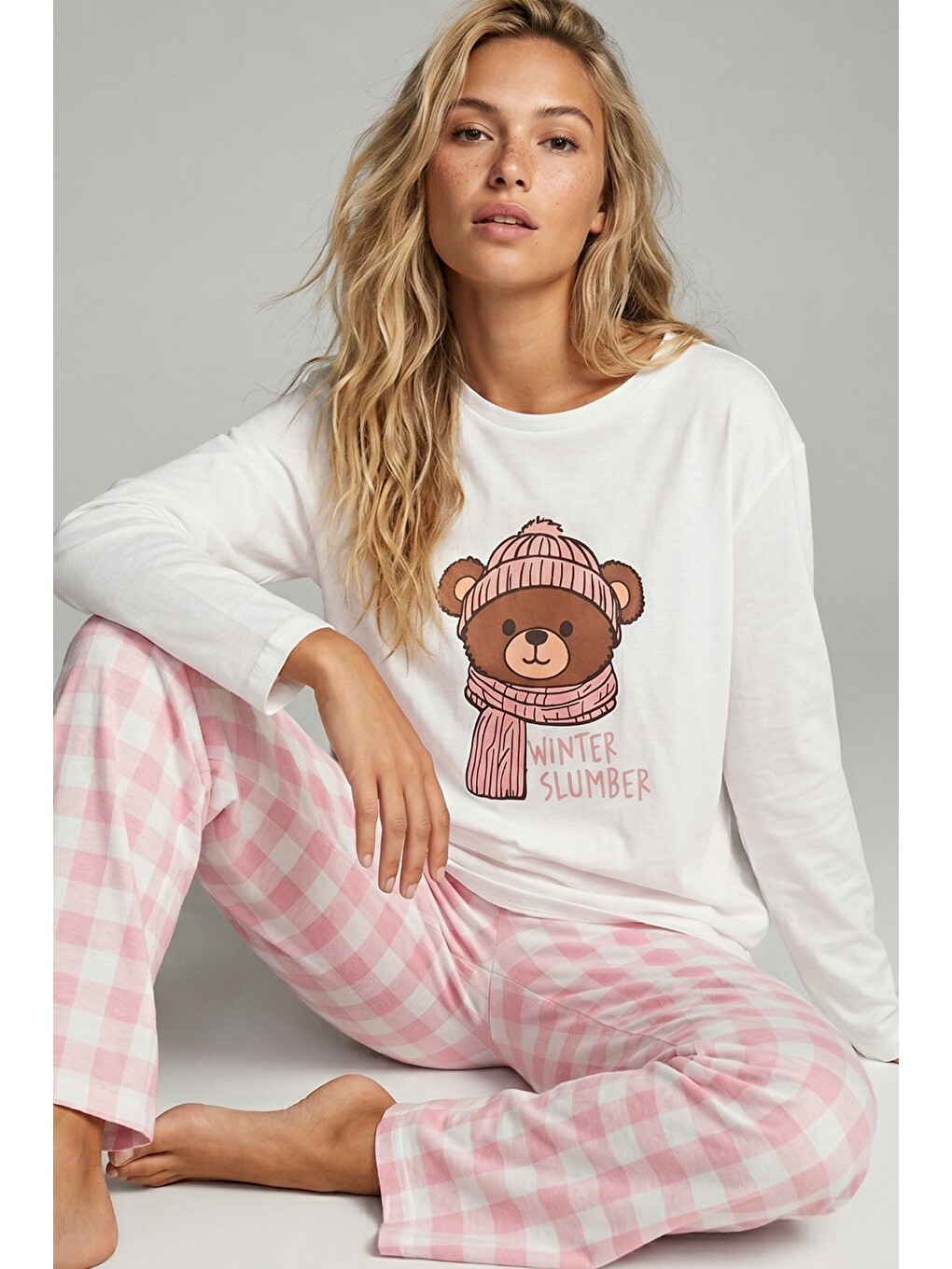 Karışık Örme Pamuklu Pijama Takımı 8027