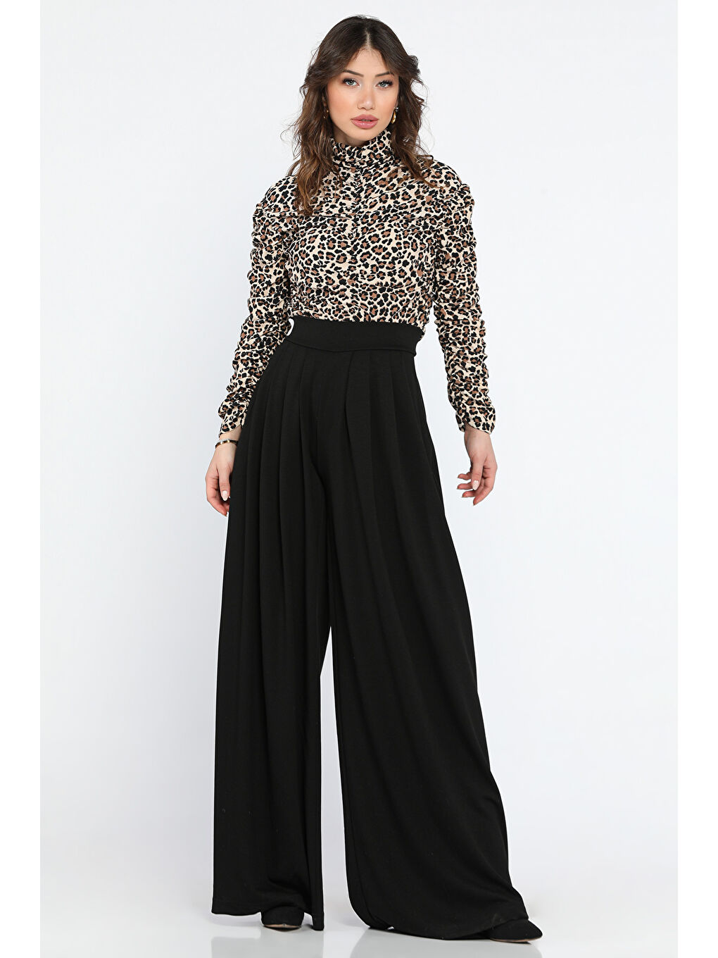 Siyah Kadın Palazzo Pantolon-1