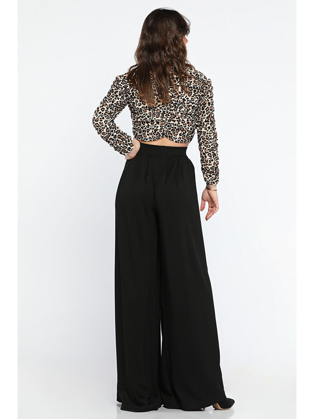 Siyah Kadın Palazzo Pantolon-3