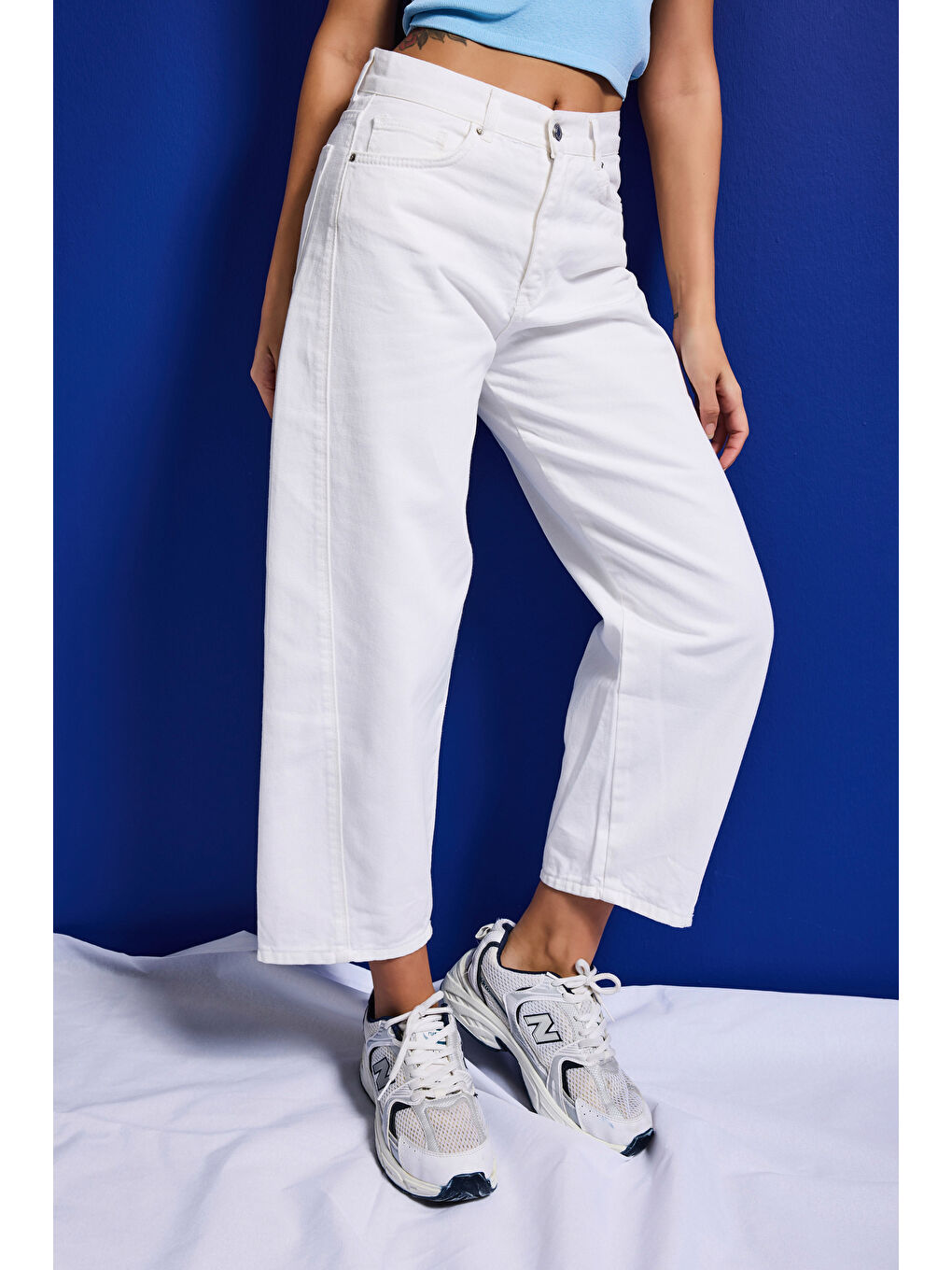 Kadın Kırık Beyaz Venüs 7s6-101 Mid Rise Carrot Fit %100 Pamuk Denim Jean