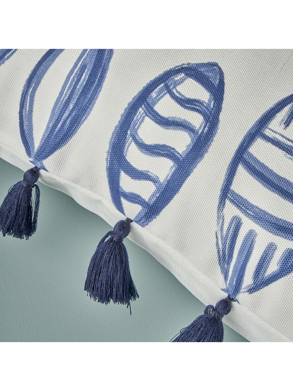 %100 Pamuk Marine Püsküllü Kırlent Kılıfı Beyaz (45x45 cm)-1