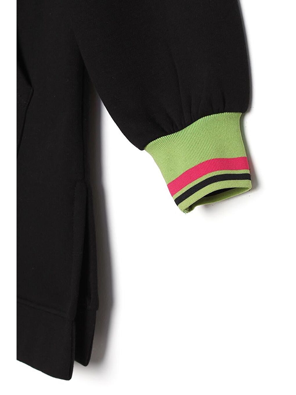 Siyah-Çıtçıt Yakalı Ribana Detaylı Şardonlu Sweat Tunik-5