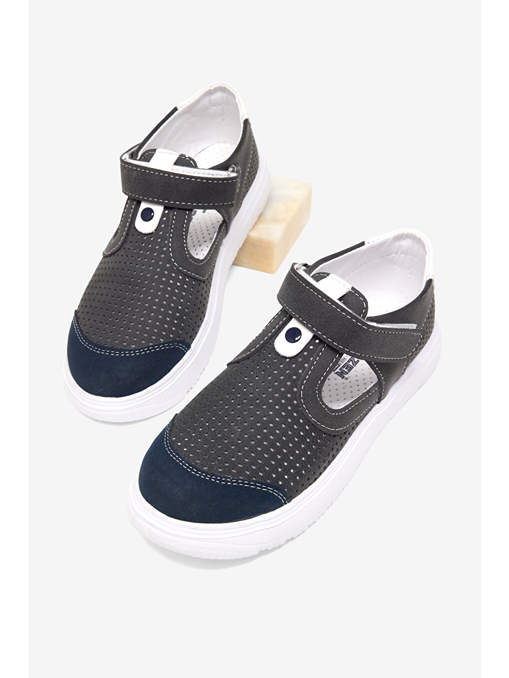 Çocuk Unisex Gri Çoçuk Cırtlı Sandalet-4