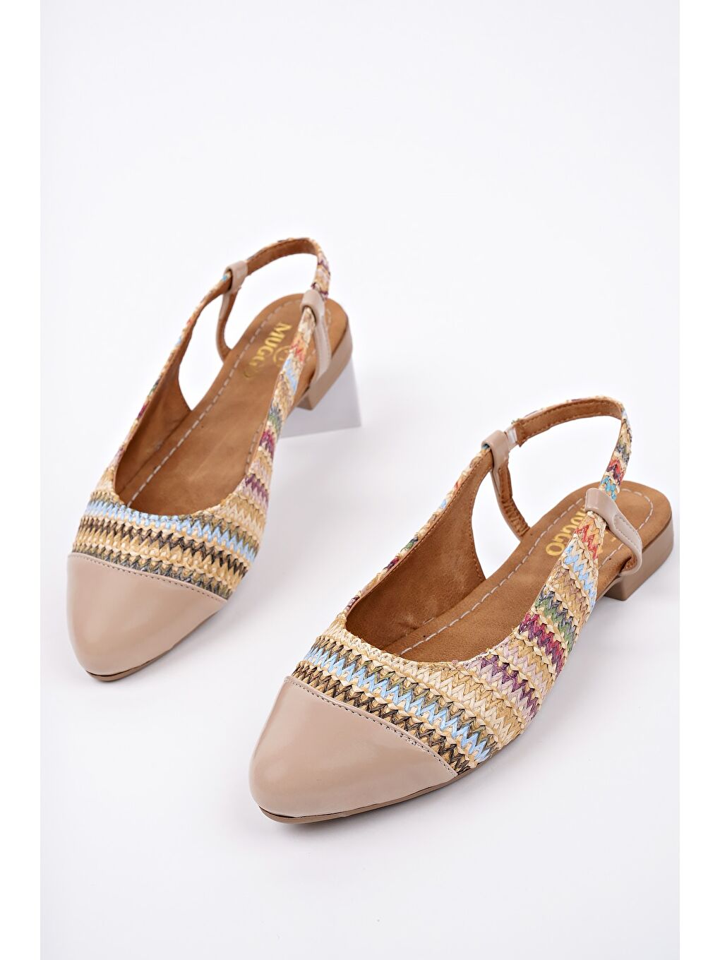 Yeşil ROSHAN Arkası Açık Hasır Kadın Günlük Kısa Topuklu Ayakkabı