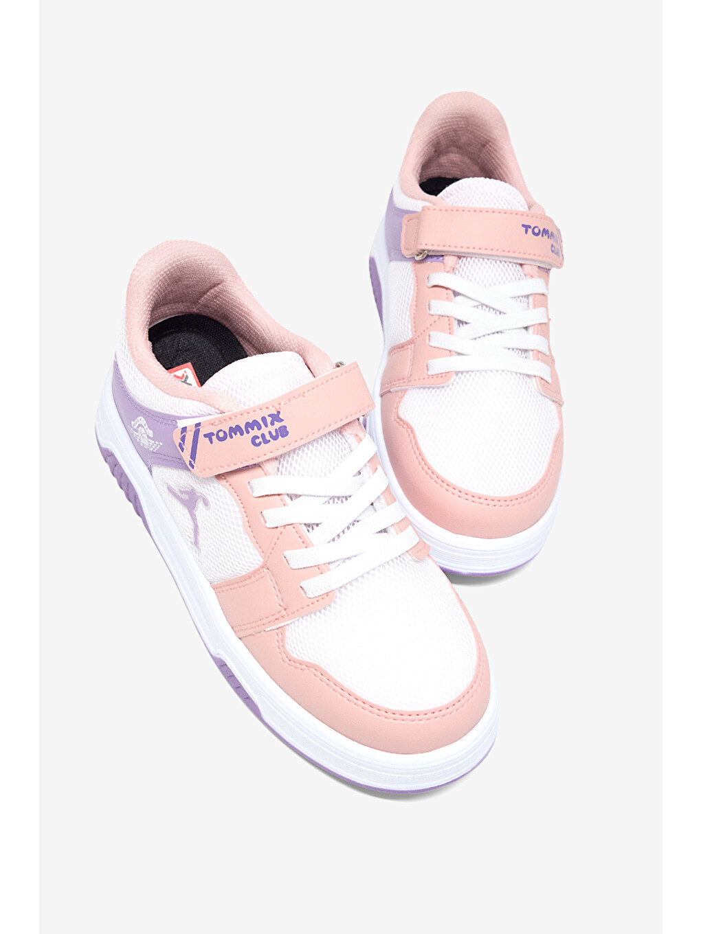 Pembe Çocuk Unisex Pudra Lila Beyaz Rahat Kalıp Ortopedik Cırtlı Sneaker