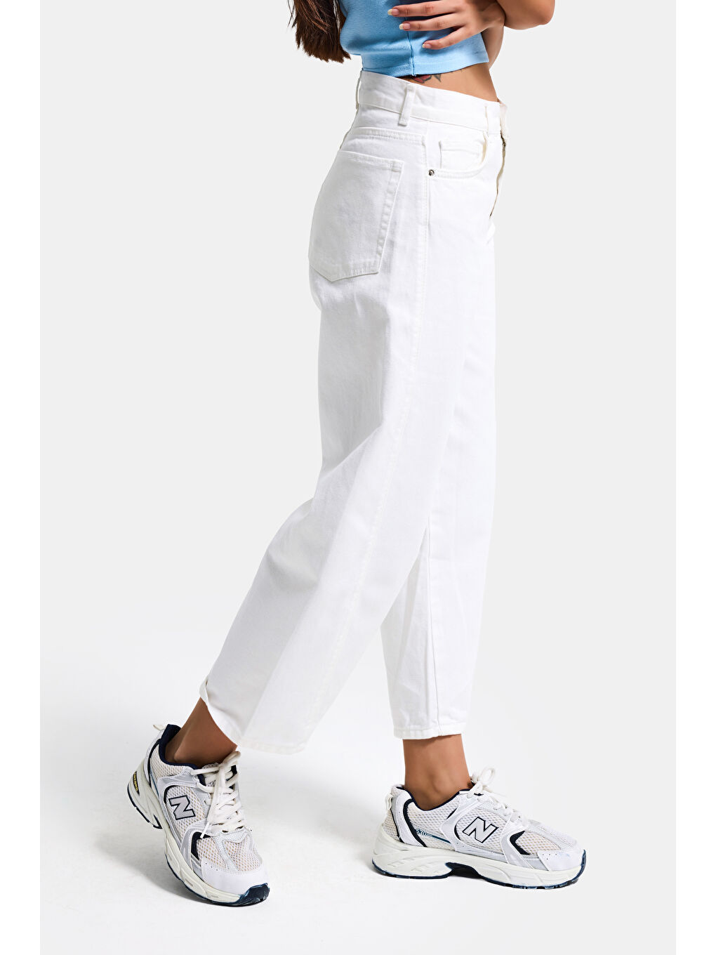 Kadın Kırık Beyaz Venüs 7s6-101 Mid Rise Carrot Fit %100 Pamuk Denim Jean-2