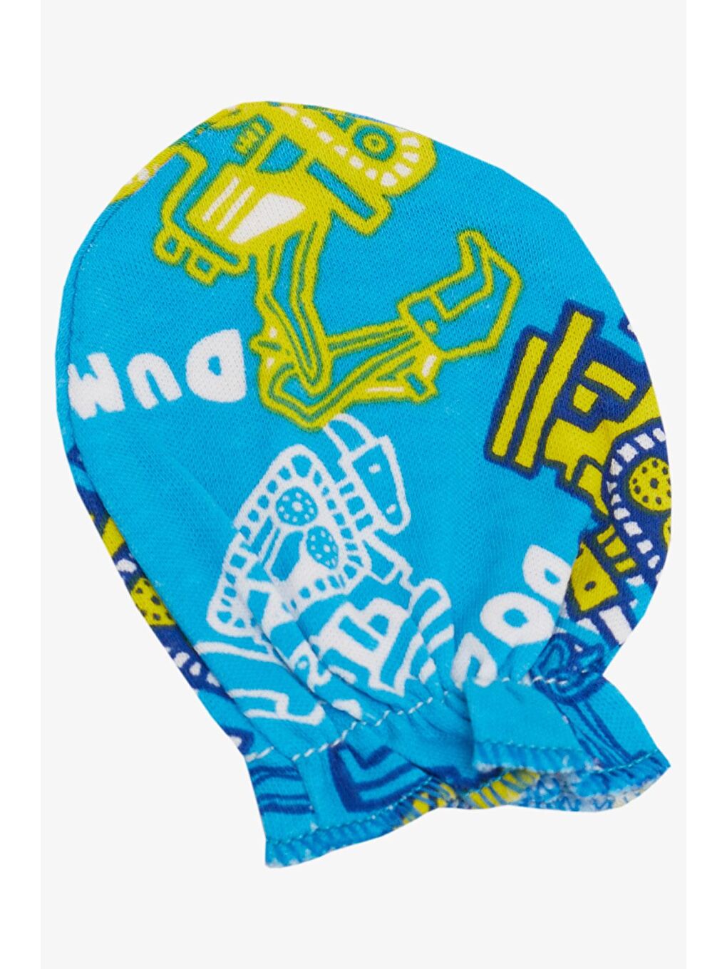 Yenidoğan Bebek Eldiven İş Makinası Baskılı Mavi (7 X 9 Cm)-2