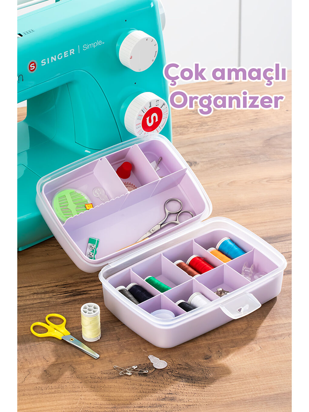 1192-3 Premium 12 Bölmeli Çok Amaçlı Organizer Saklama Kabı Lila