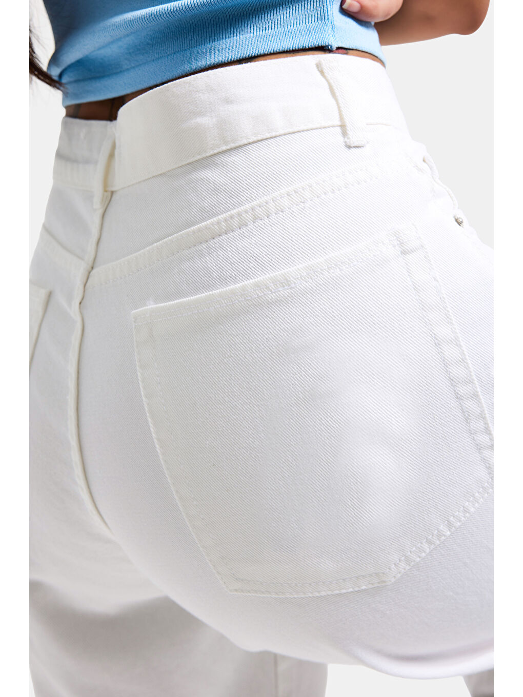 Kadın Kırık Beyaz Venüs 7s6-101 Mid Rise Carrot Fit %100 Pamuk Denim Jean-5