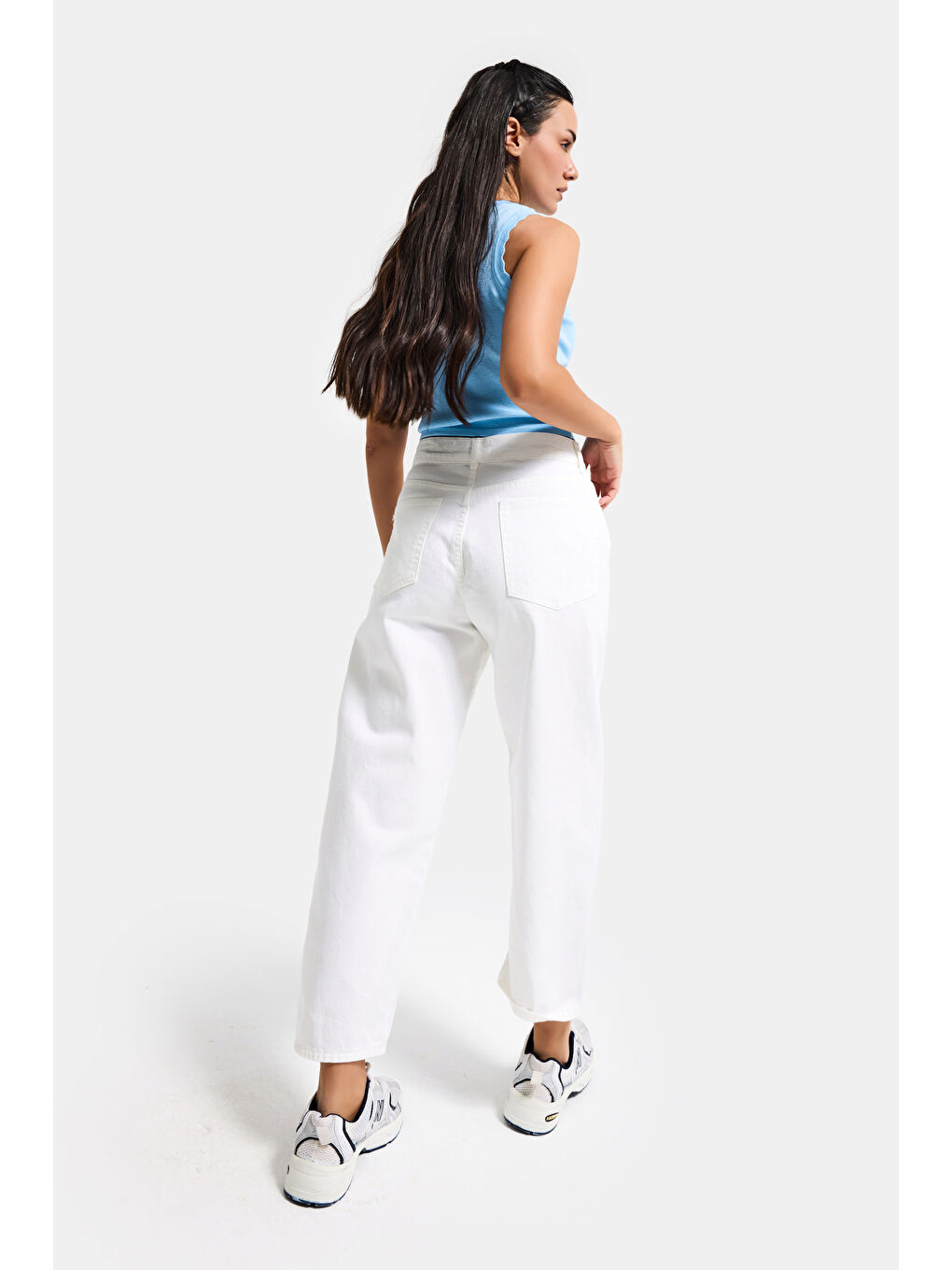 Kadın Kırık Beyaz Venüs 7s6-101 Mid Rise Carrot Fit %100 Pamuk Denim Jean-6