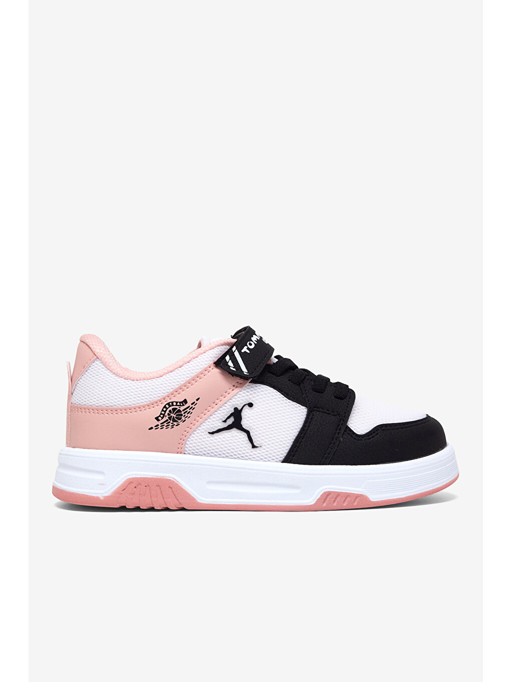 Çocuk Unisex Siyah Pudra Rahat Kalıp Ortopedik Cırtlı Sneaker-2
