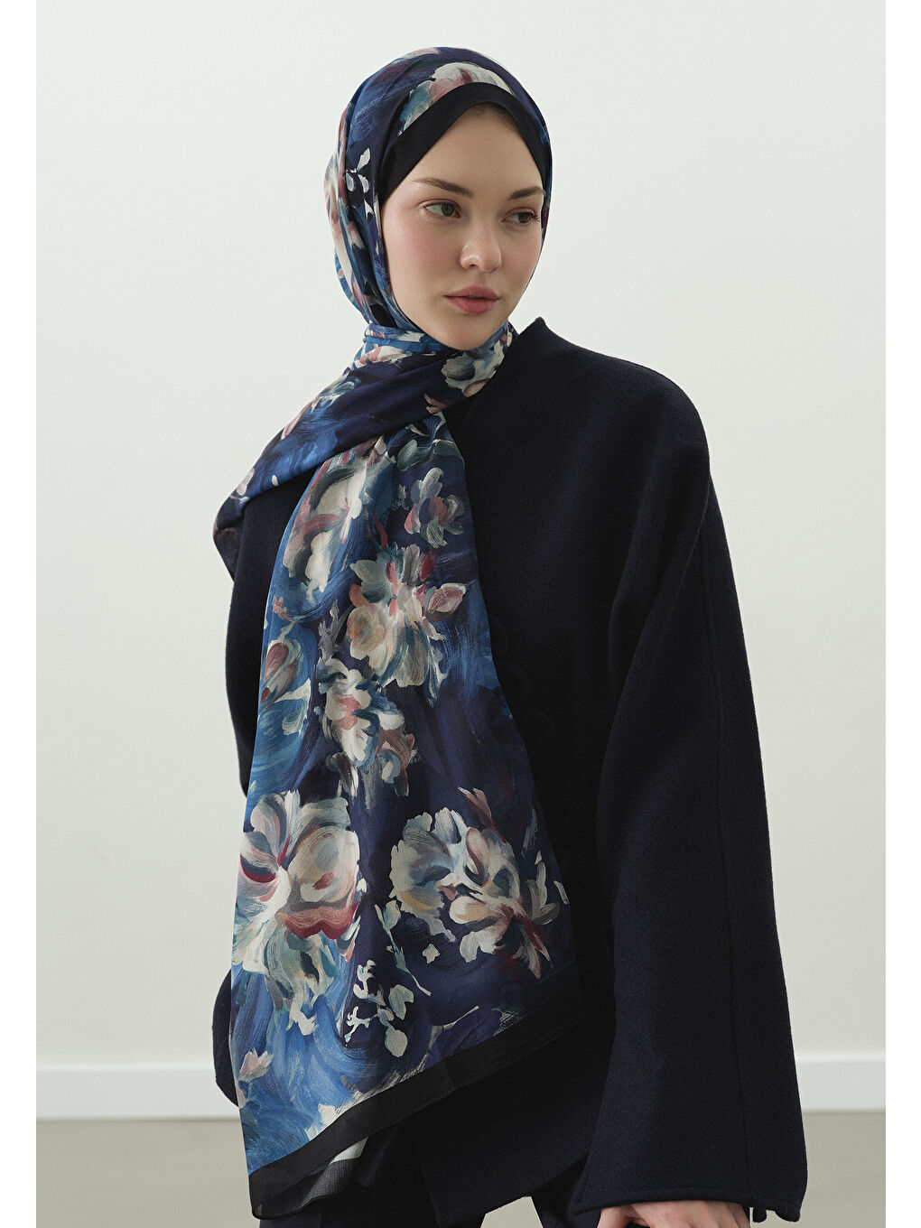 Mavi JANE DESENLİ PAMUK VİSKON ŞAL GECE MAVİSİ-1