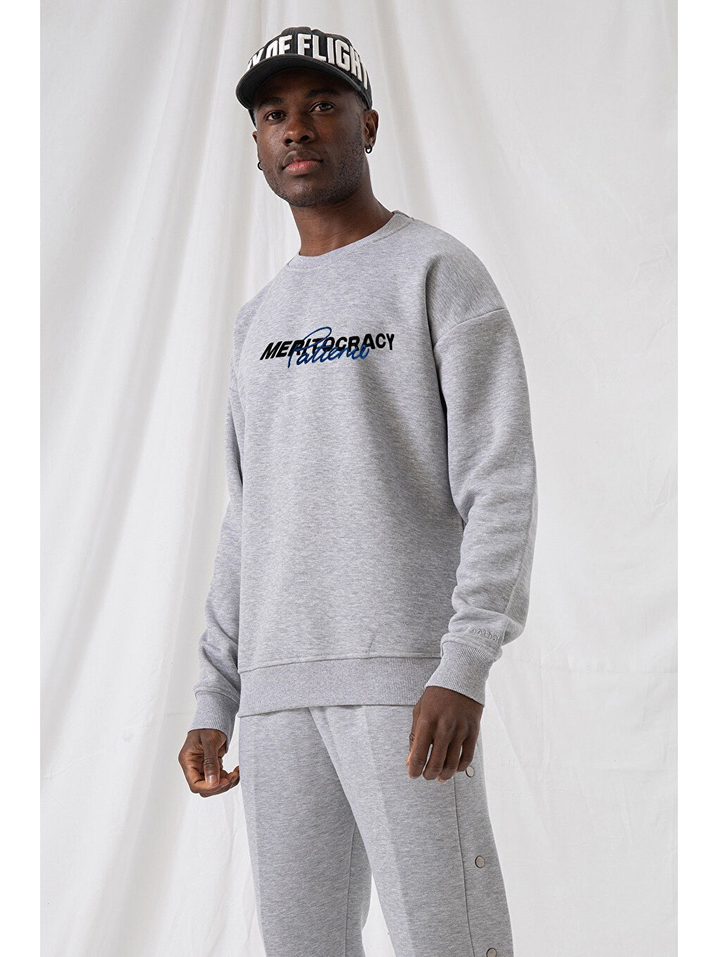Erkek Meritocracy Oversize Gri Sweatshirt
