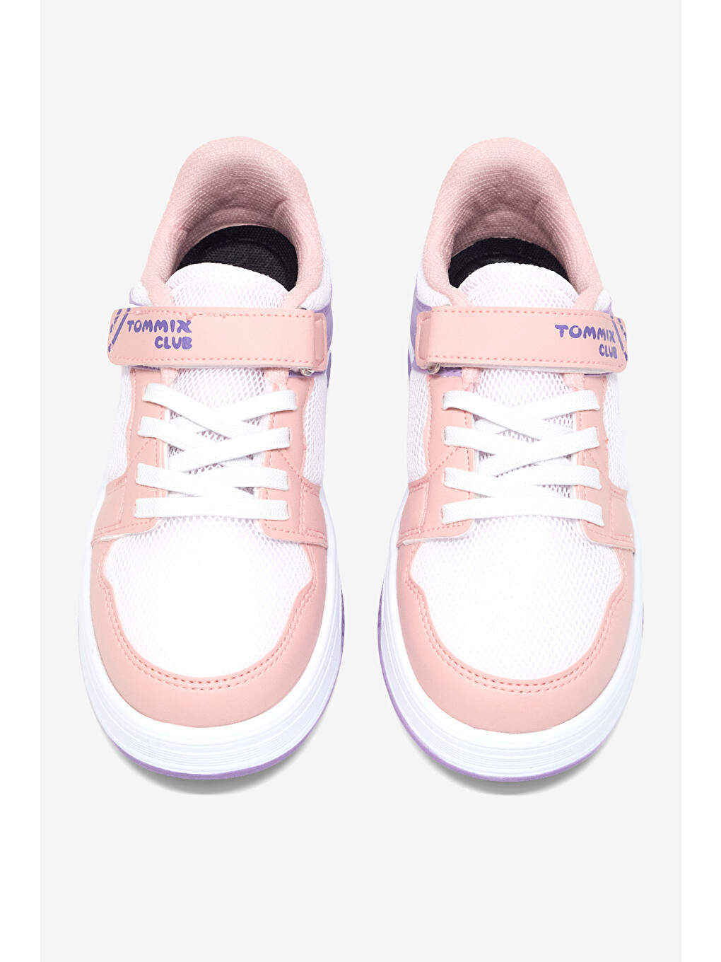 Pembe Çocuk Unisex Pudra Lila Beyaz Rahat Kalıp Ortopedik Cırtlı Sneaker-1