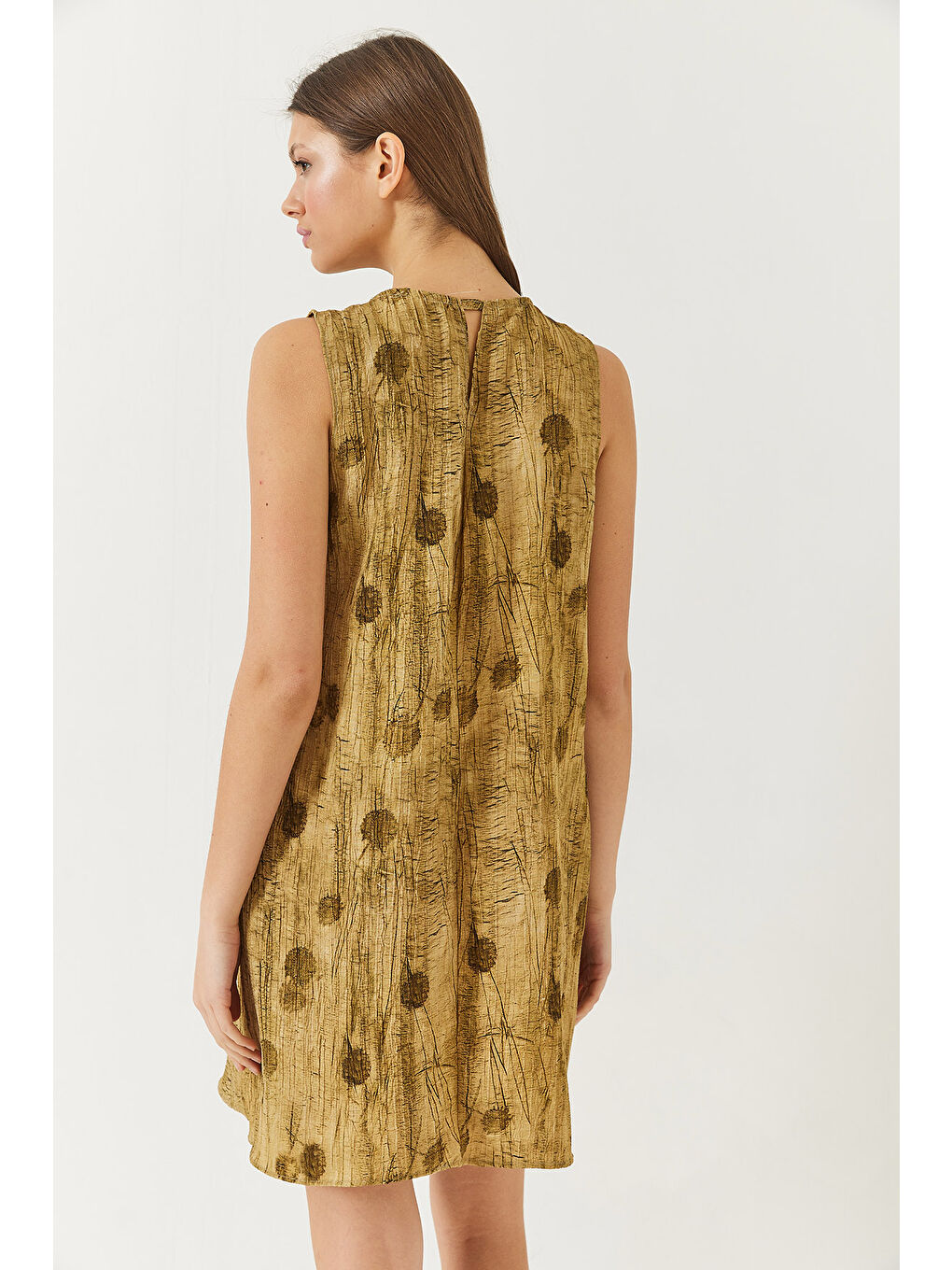 Yeşil Kadın A-Line Cep Detaylı Empirme Elbise-5