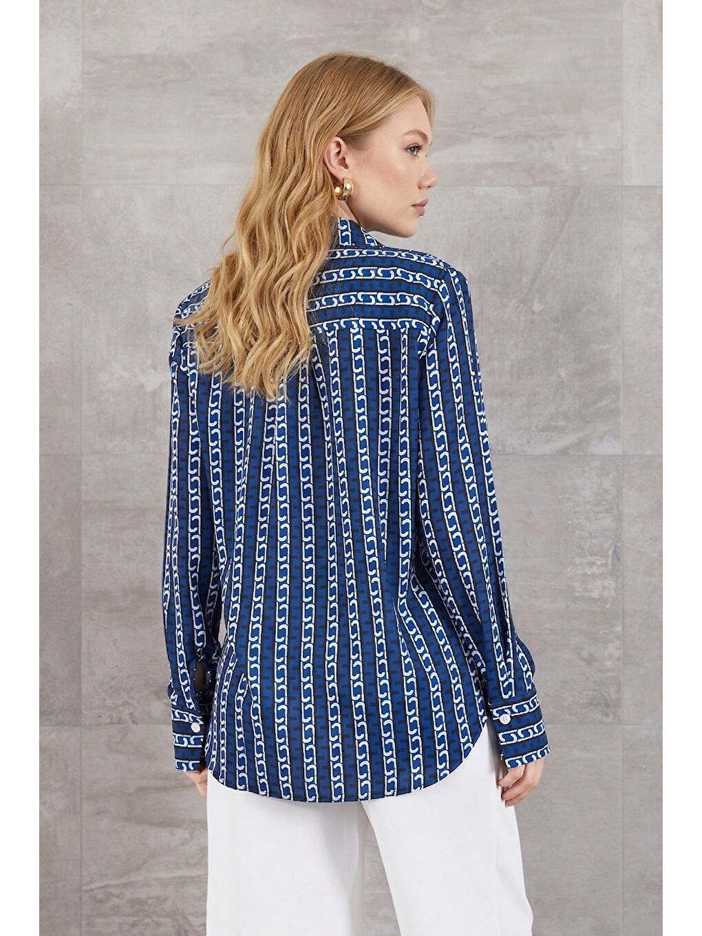 Mavi Çizgili Oversize Gömlek-1