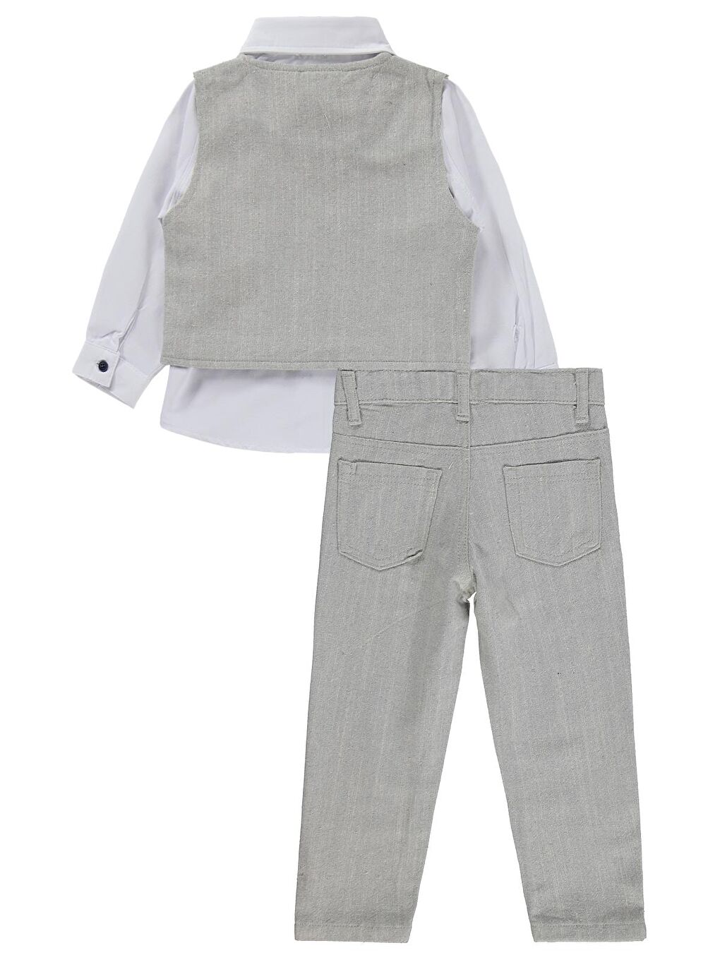 Boys Yelekli 3'lü Keten 2-5 Yaş Takım - Gri 2-3 Yaş-2