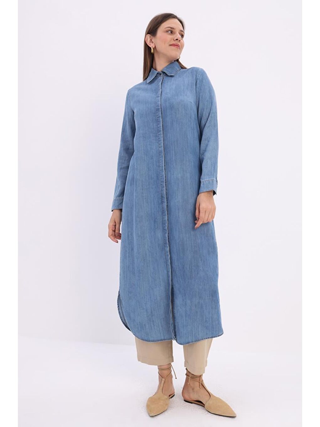 Mavi-Denim Uzun Gömlek Tunik