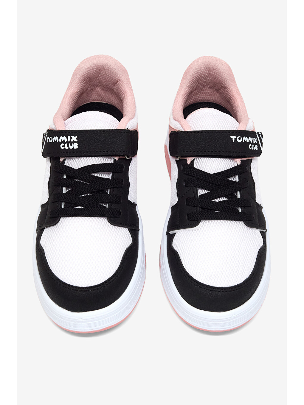 Çocuk Unisex Siyah Pudra Rahat Kalıp Ortopedik Cırtlı Sneaker-3
