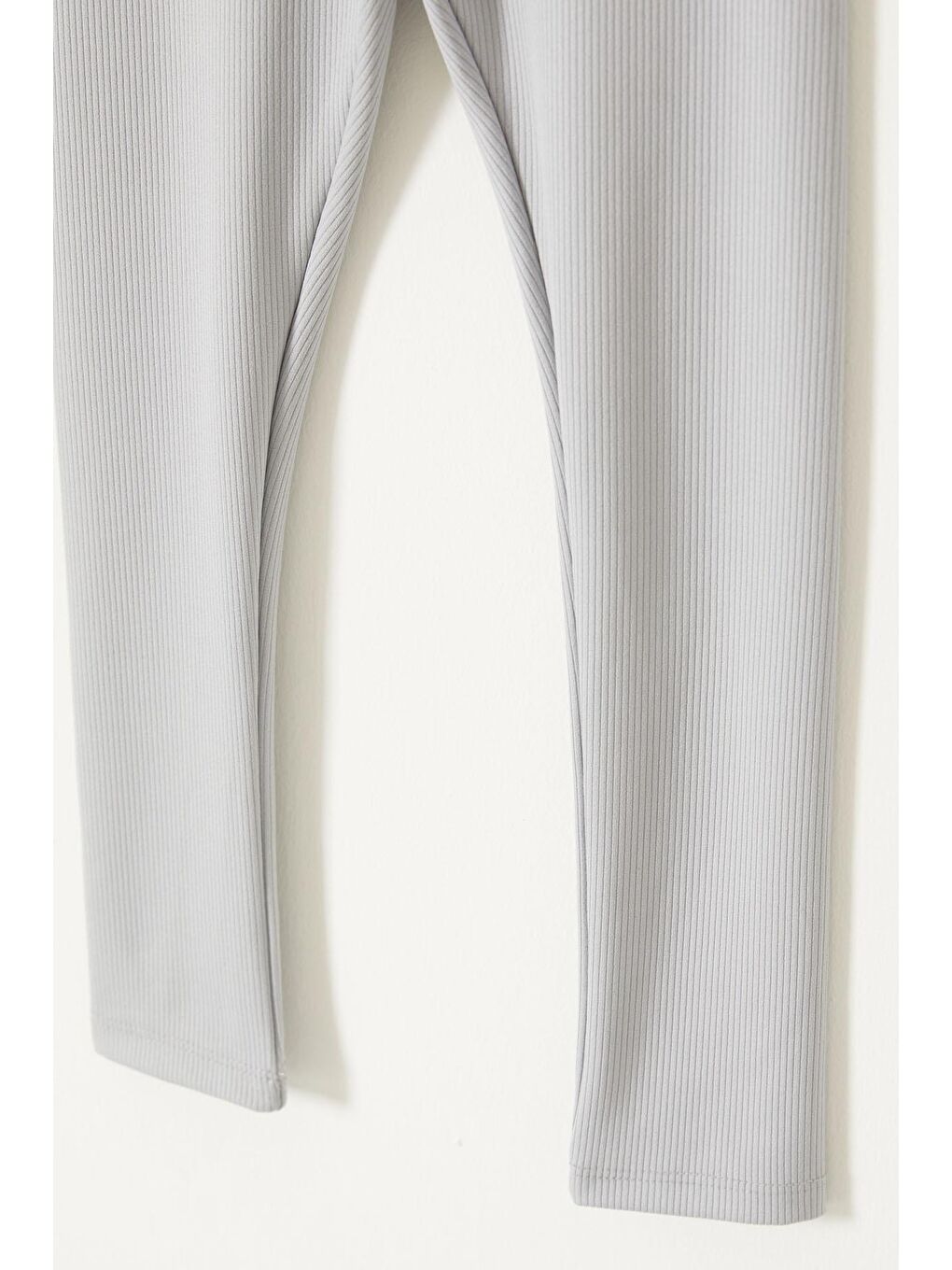 Renksiz Yüksek Bel 2'li Fitilli Kız Çocuk Tayt Siyah-Gri 18080-2