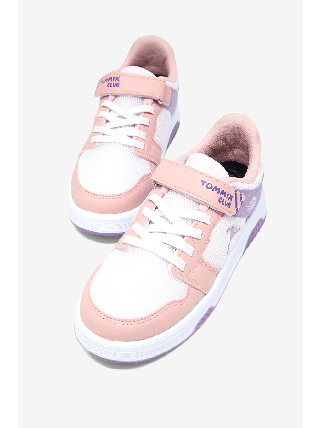 Pembe Çocuk Unisex Pudra Lila Beyaz Rahat Kalıp Ortopedik Cırtlı Sneaker-2