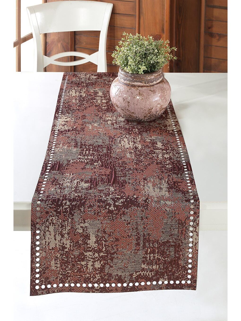 ÖZENEV Bordo Runner Amerikan Servis Masa Örtüsü 40x140 Cm Riyad-02 - 1