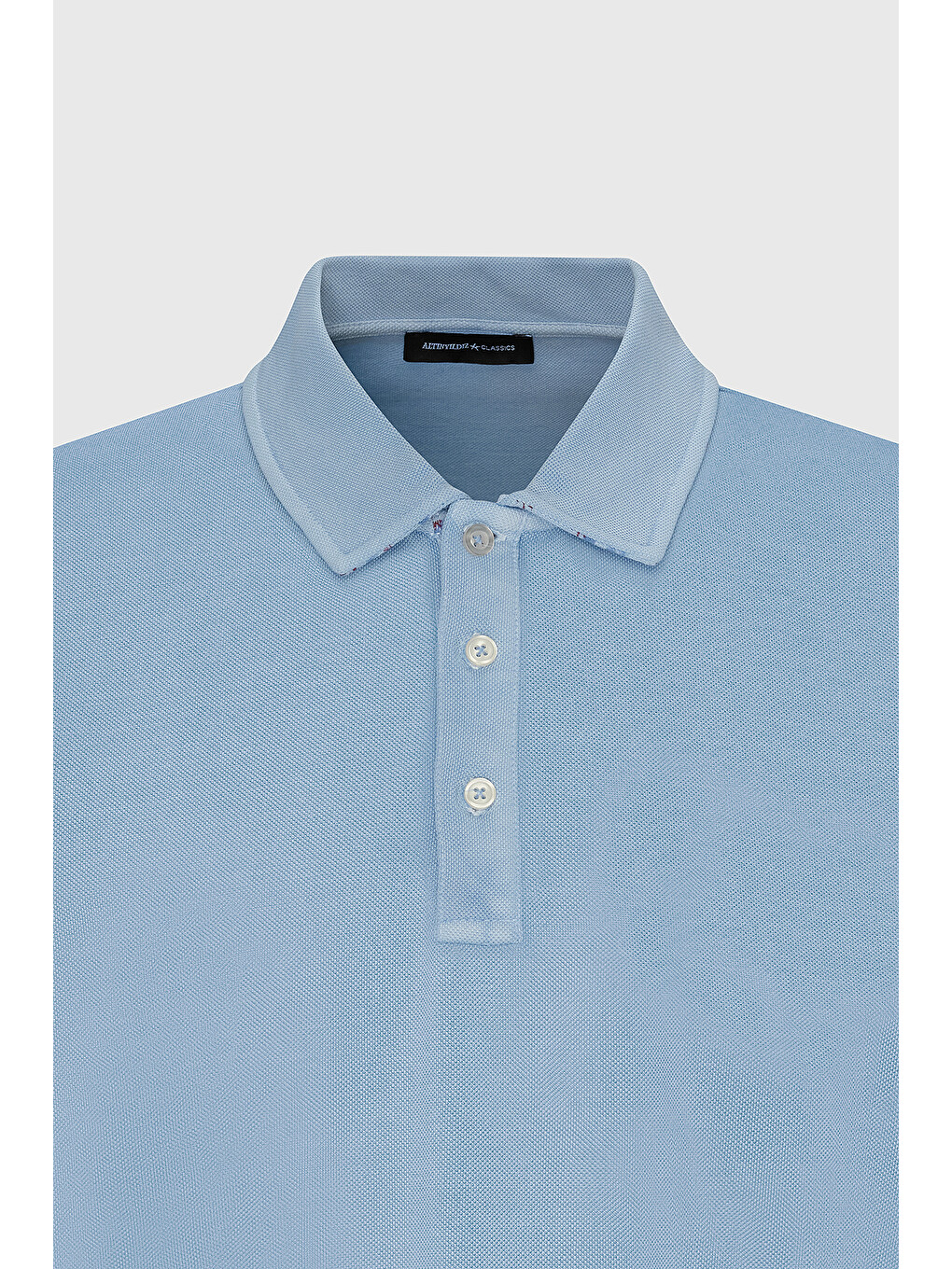 Erkek Açık Mavi Slim Fit Dar Kesim %100 Pamuk Polo Yaka Tişört-6