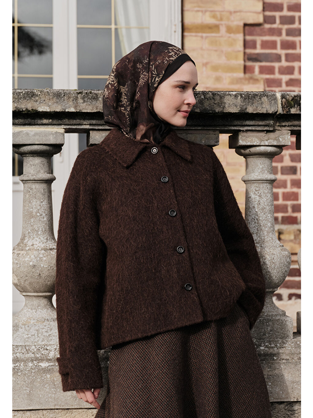 Bordo SOFT HIBISCUS DESENLİ PAMUK VİSKON ŞAL BORDO-1