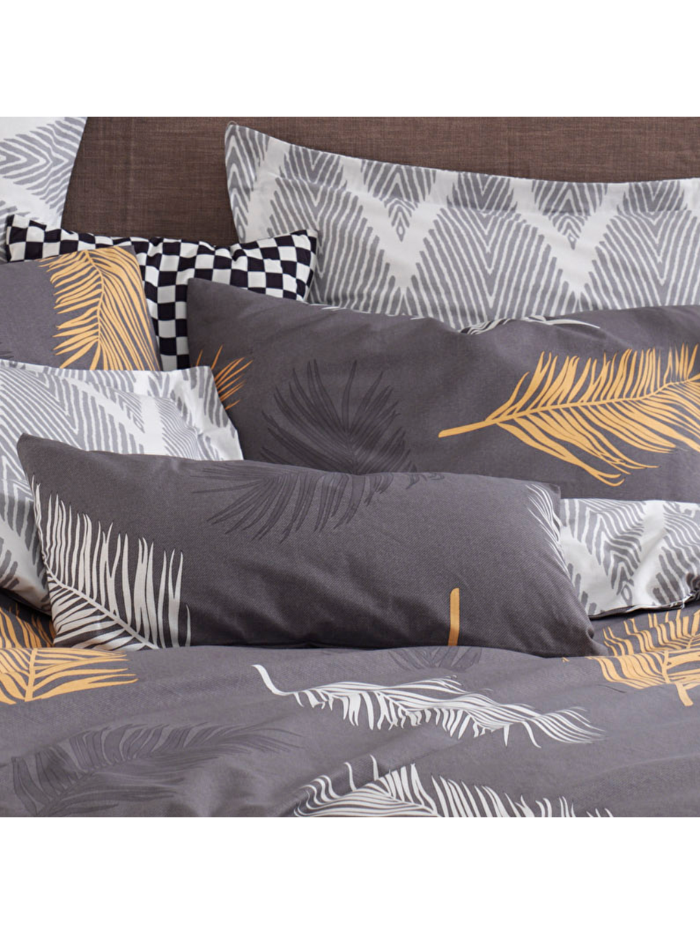 Nevresim Takımı Tek Kişilik Baskılı Olivia Altın-Gri-2