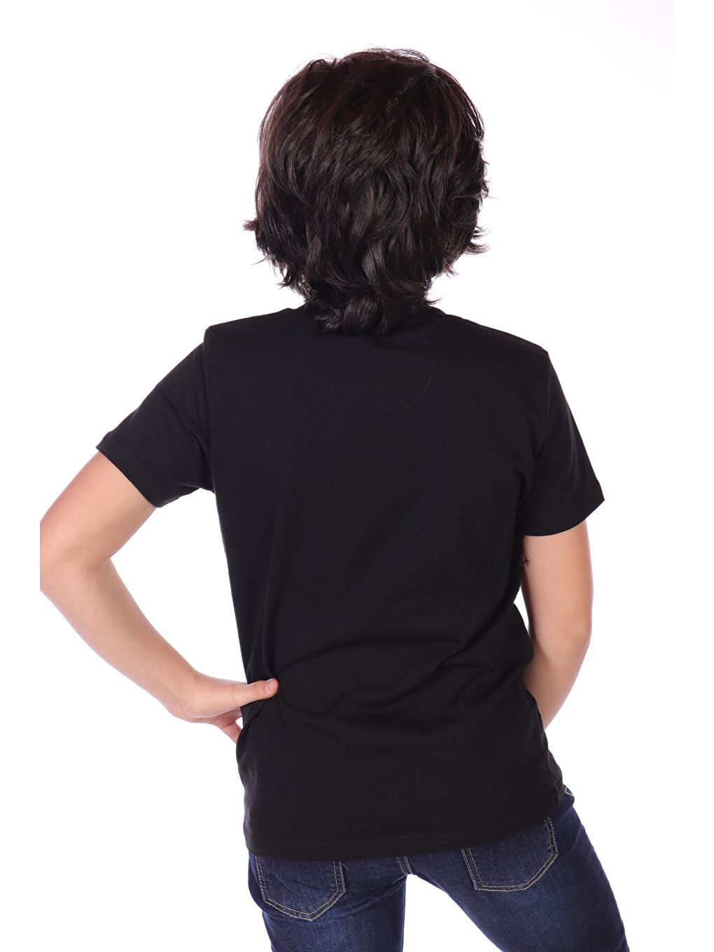 Siyah Erkek Çocuk Önü Süs Fermuarlı Kol Kısmı Arma Detaylı Tişört-2