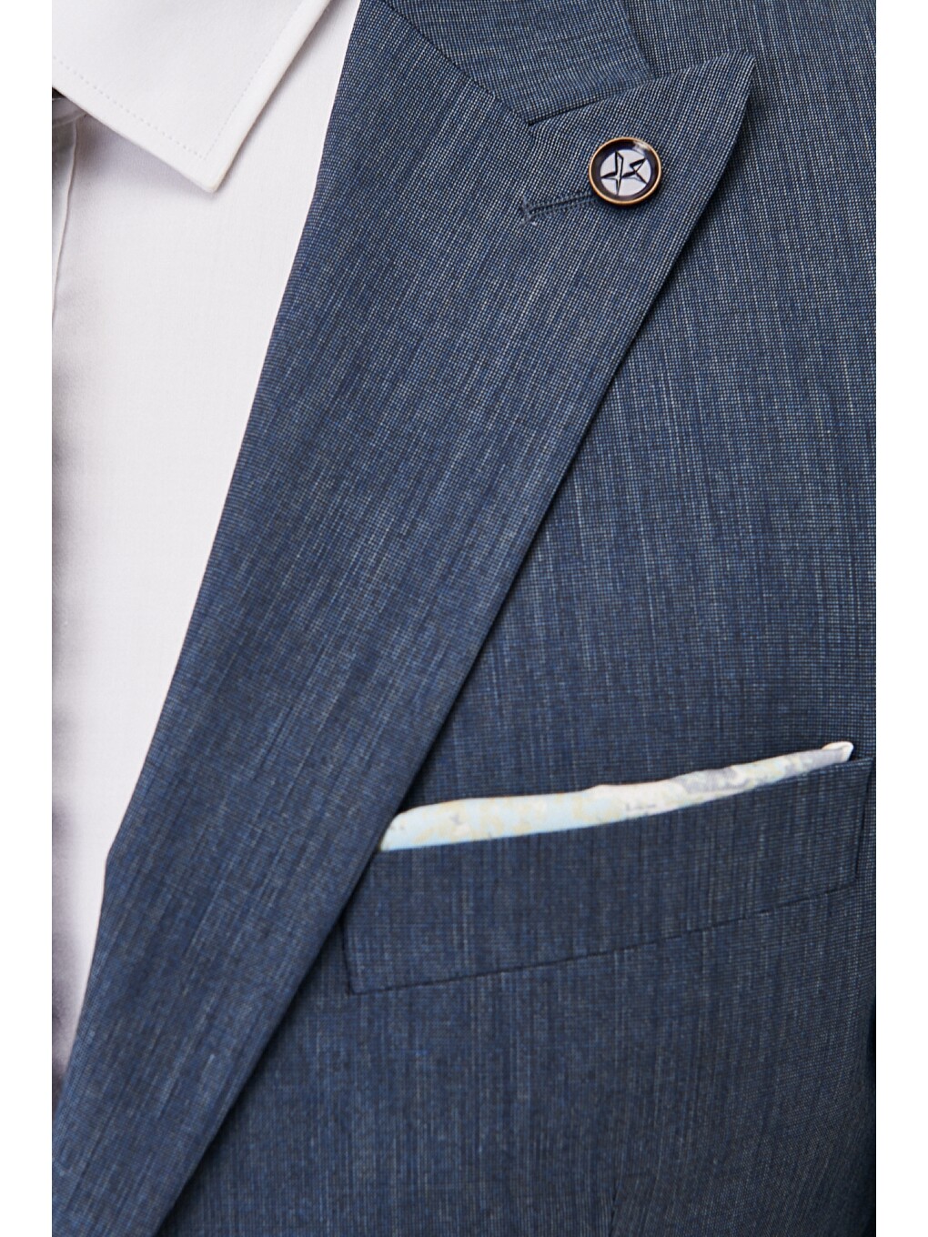 Erkek Lacivert Slim Fit Desenli Takım Elbise-3