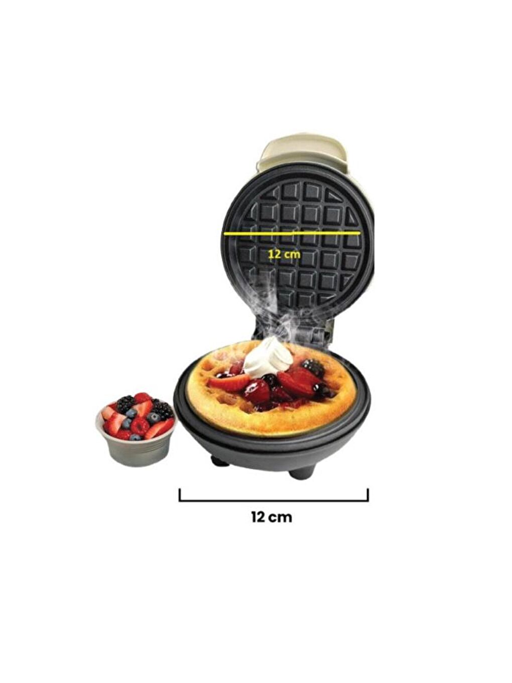 Kiw MİNİi Ksm-2400W Yapışmaz Plakalı Waffle Makinesi Krem-1