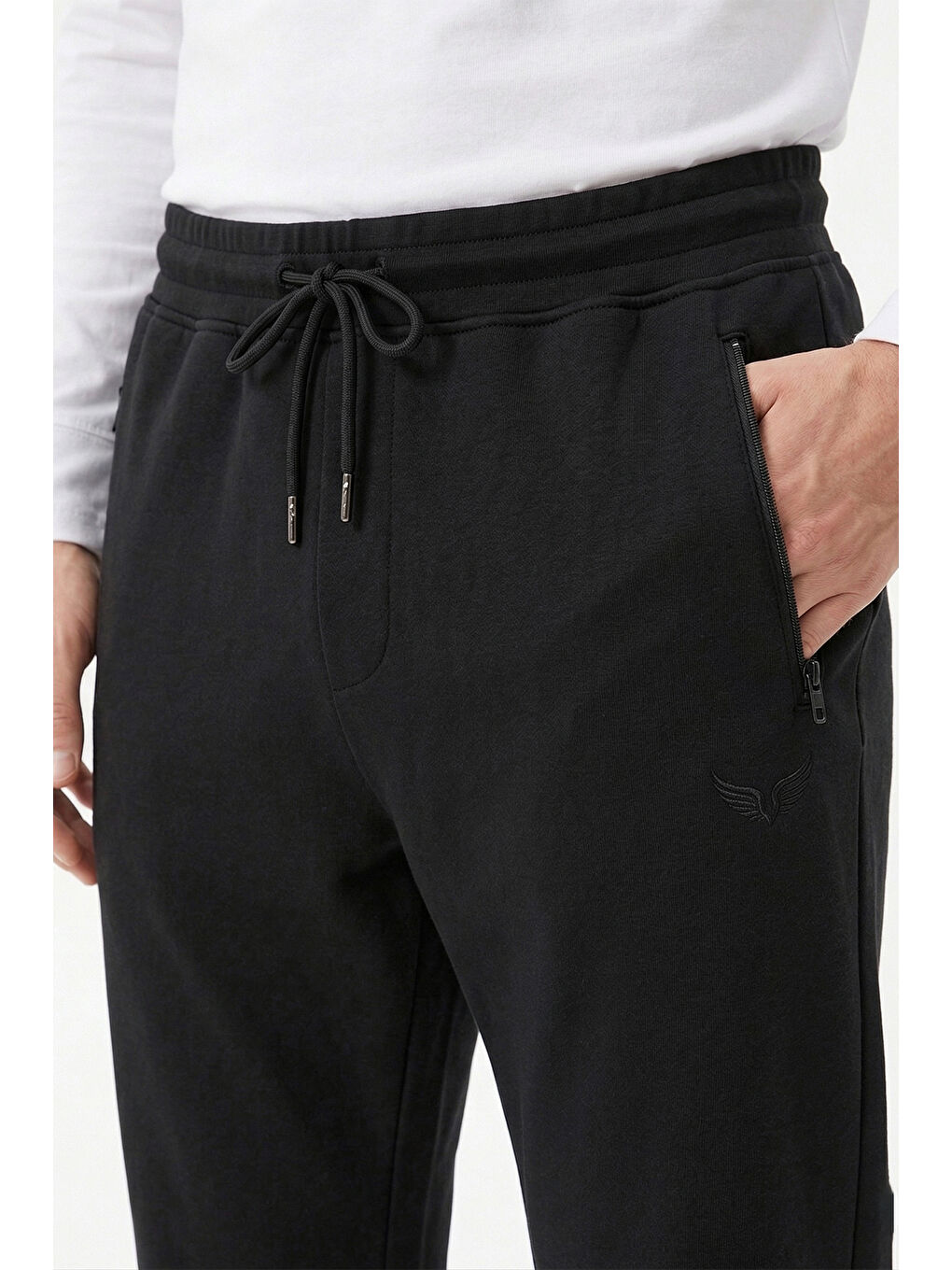 Erkek Paçası Düz Beli Lastikli Eşofman Altı 25708 Siyah-1