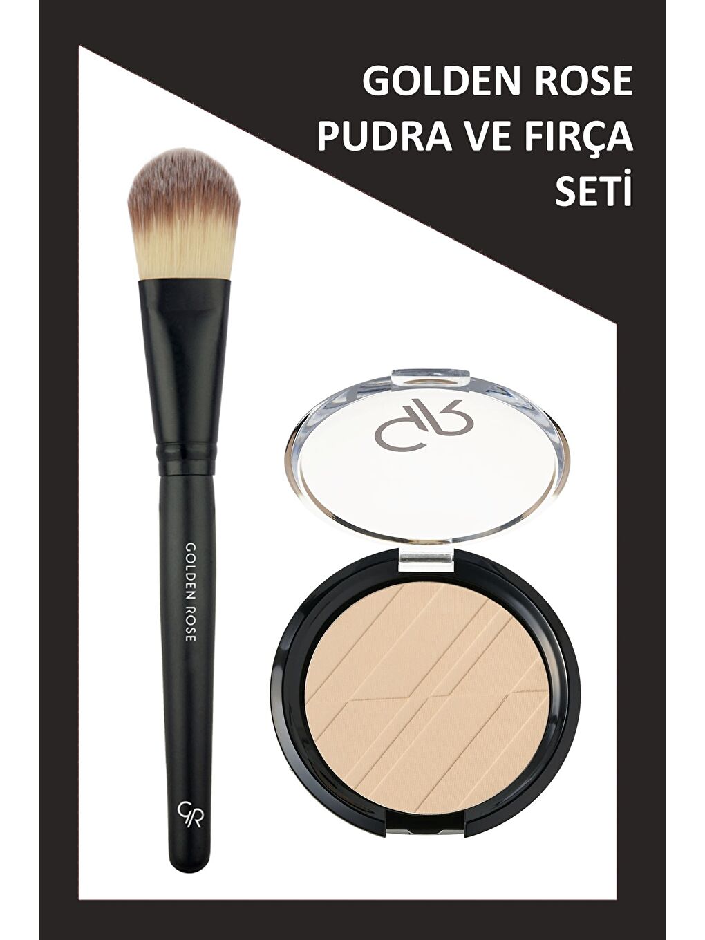 Foundation Brush - Fondöten Fırçası ve Silky Touch Compact Powder No: 04 Almond - Sıkıştırılmış Pudr