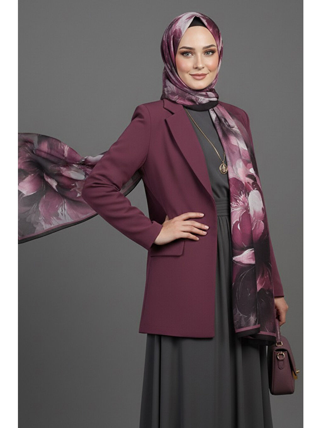 Mystic Flora Serisi Pamuk Şal Mürdüm - 27988-MURDUM-1