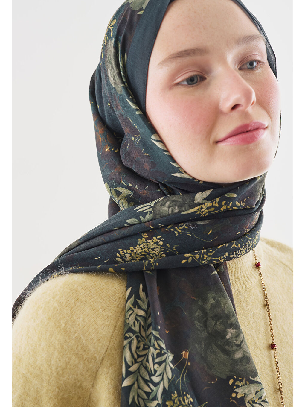 Petrol SOFT HIBISCUS DESENLİ PAMUK VİSKON ŞAL PETROL-2