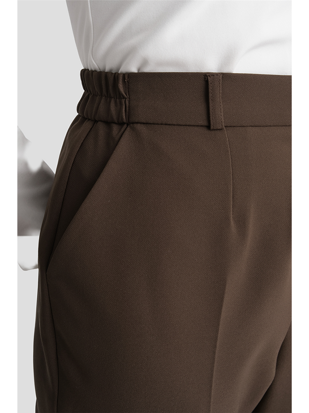 Kahverengi Beli Lastikli Pantolon Acı Kahve-3