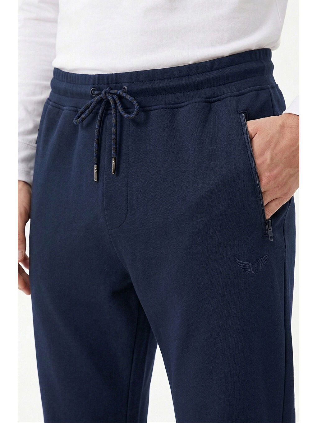 Erkek Paçası Düz Beli Lastikli Eşofman Altı 25708 Koyu Lacivert-1