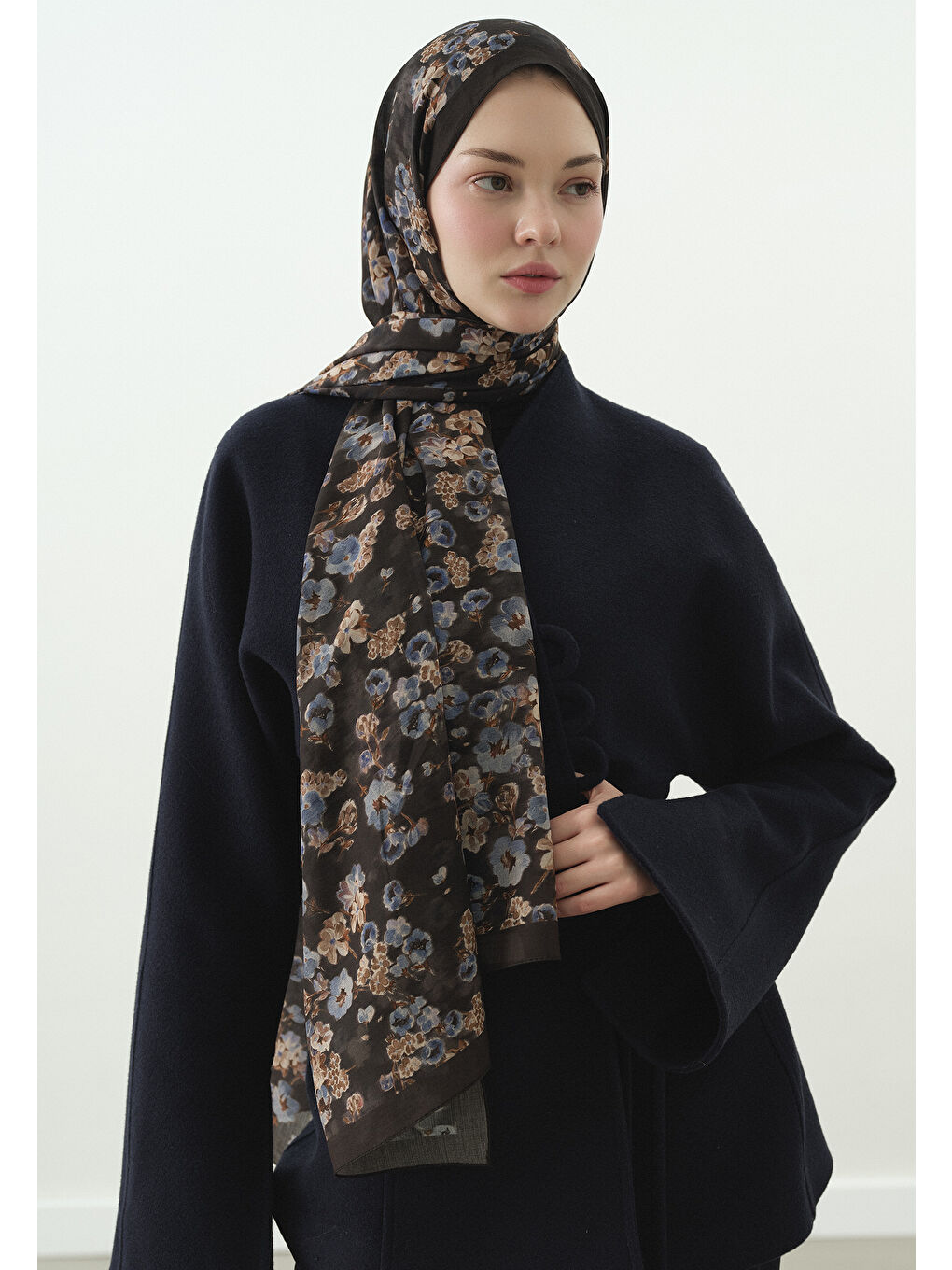 Antrasit SECRET PEARL DESENLİ PAMUK VİSKON ŞAL ANTRASİT