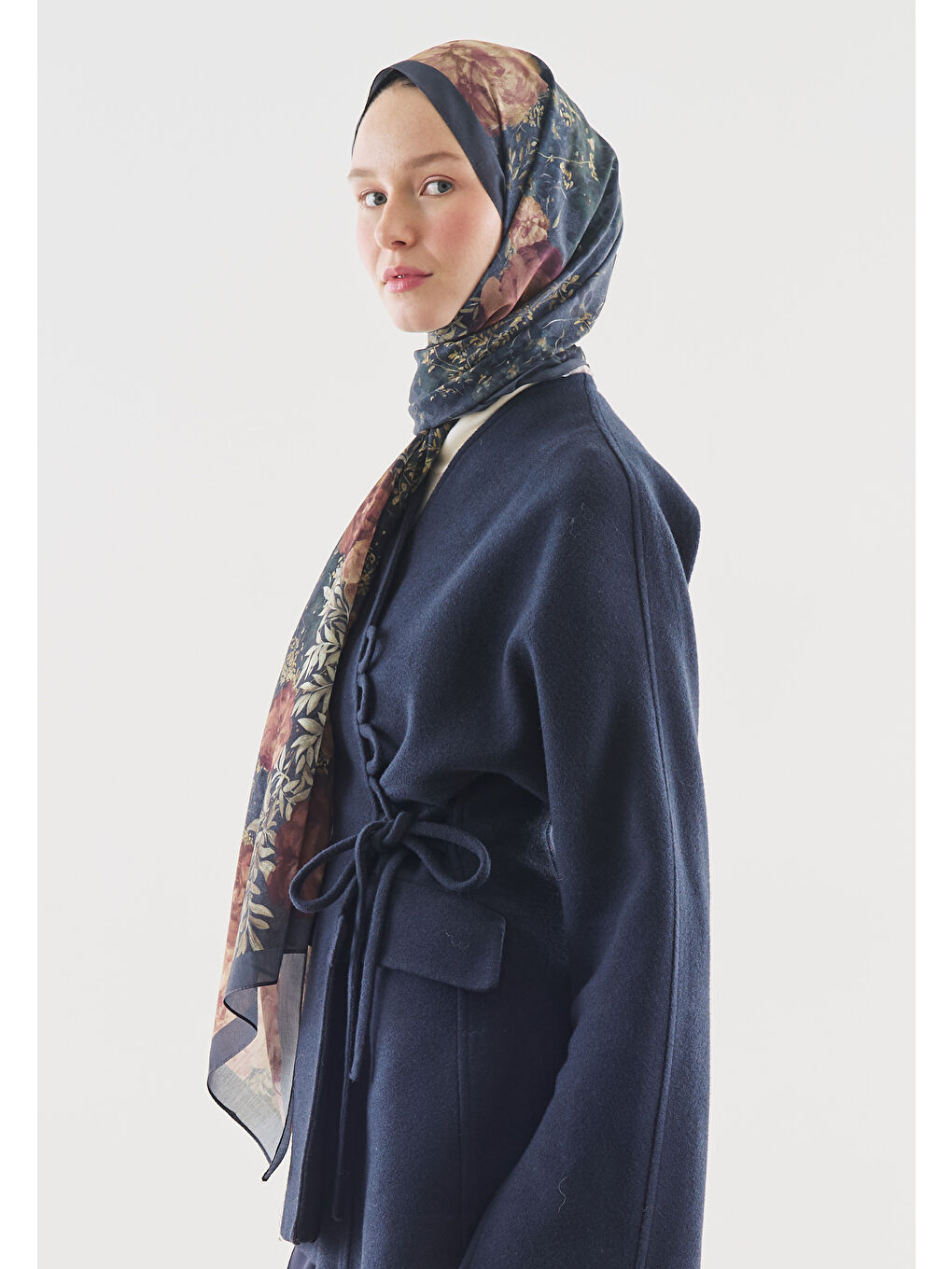 İndigo SOFT HIBISCUS DESENLİ PAMUK VİSKON ŞAL İNDİGO-2