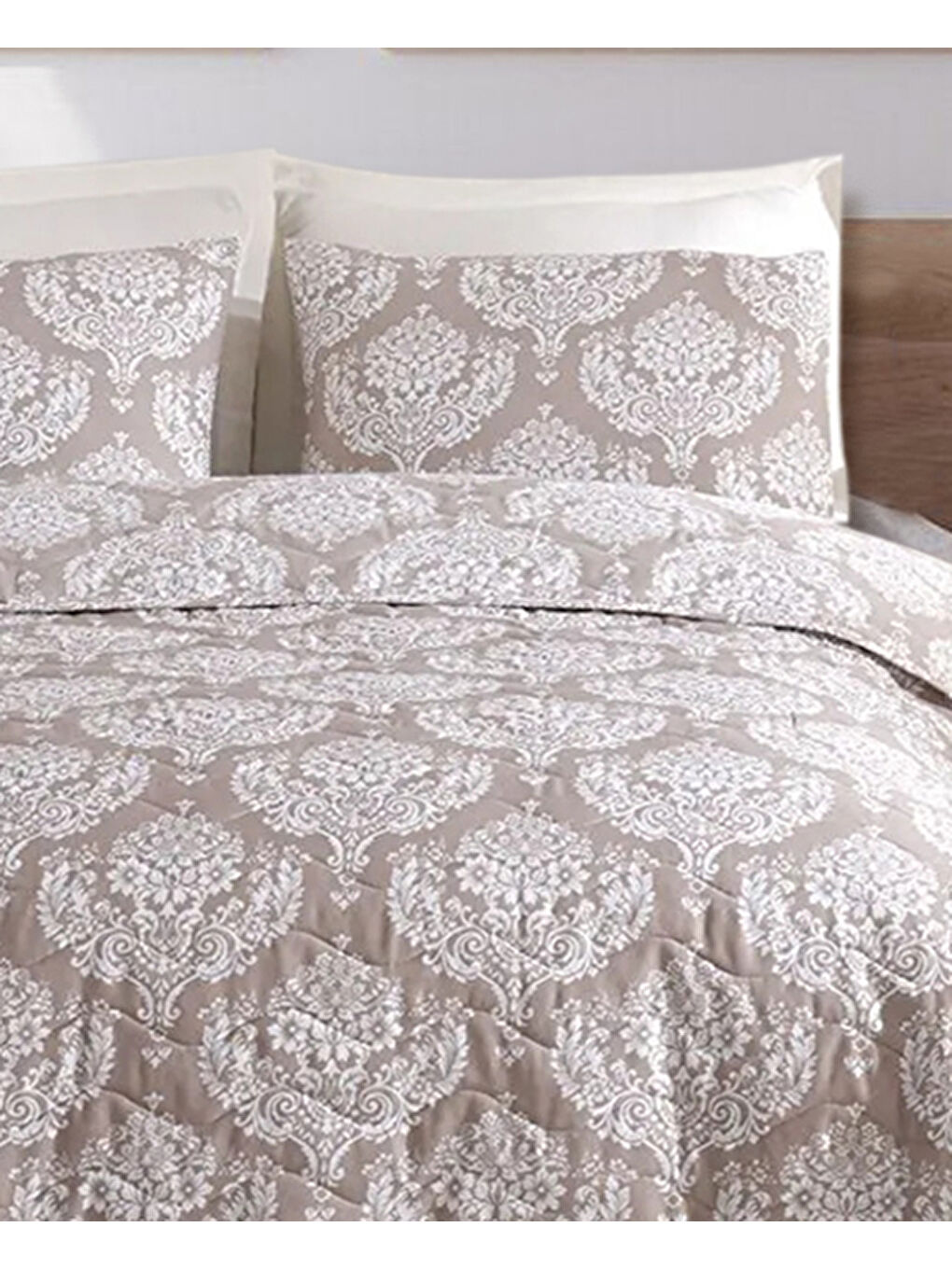 Kahverengi Kapitone Yatak Örtüsü Seti Çift Kişilik Post Kahve-2