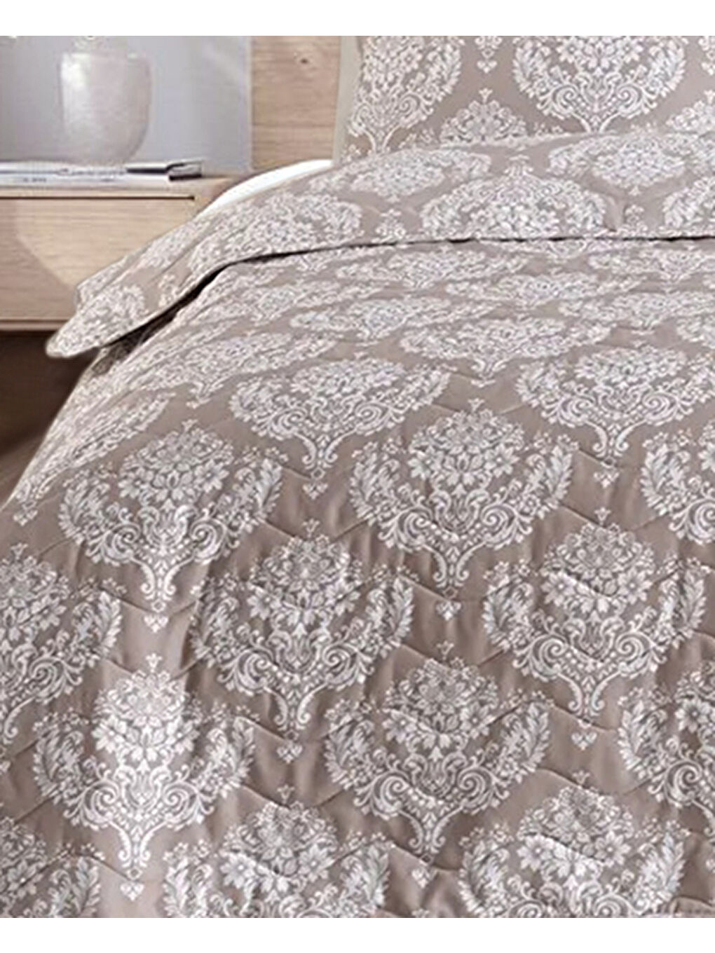 Kahverengi Kapitone Yatak Örtüsü Seti Çift Kişilik Post Kahve-3