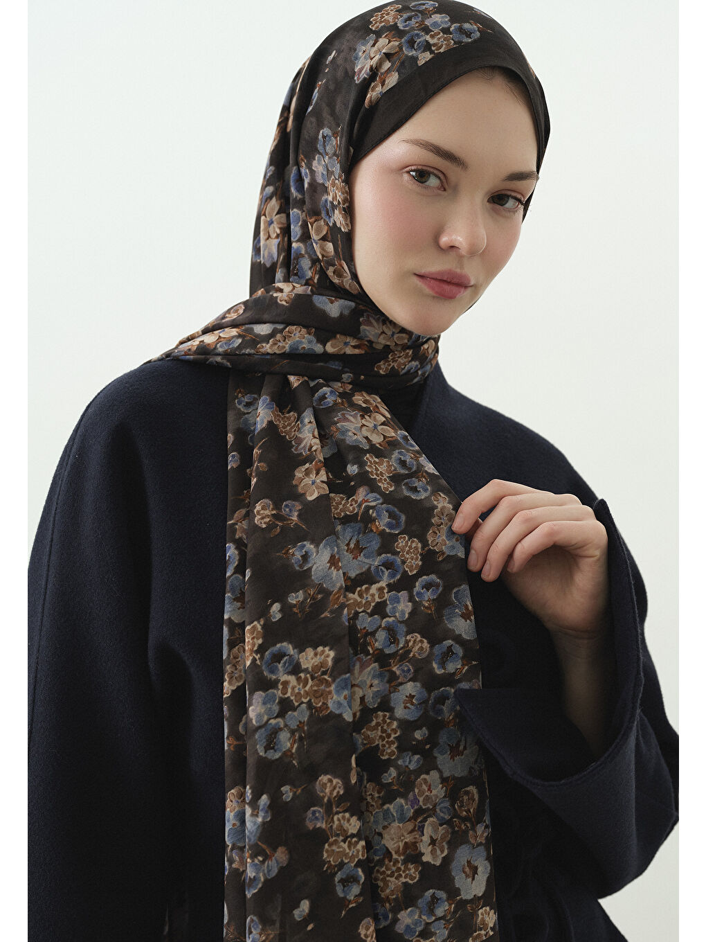 Antrasit SECRET PEARL DESENLİ PAMUK VİSKON ŞAL ANTRASİT-1