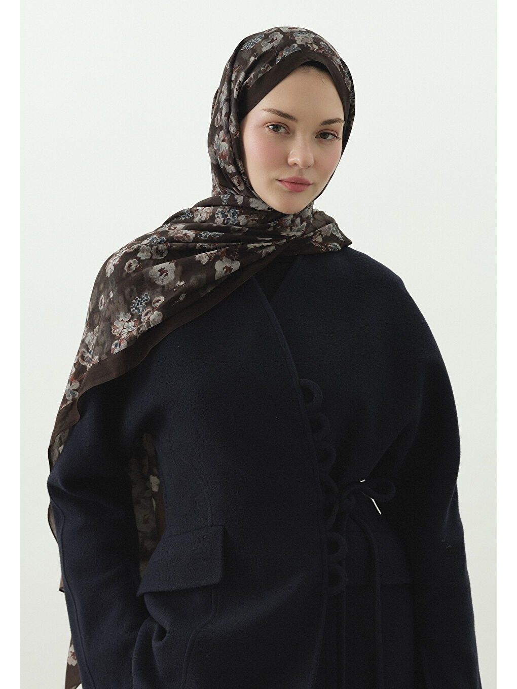 Kahverengi SECRET PEARL DESENLİ PAMUK VİSKON ŞAL TOZLU KAHVE