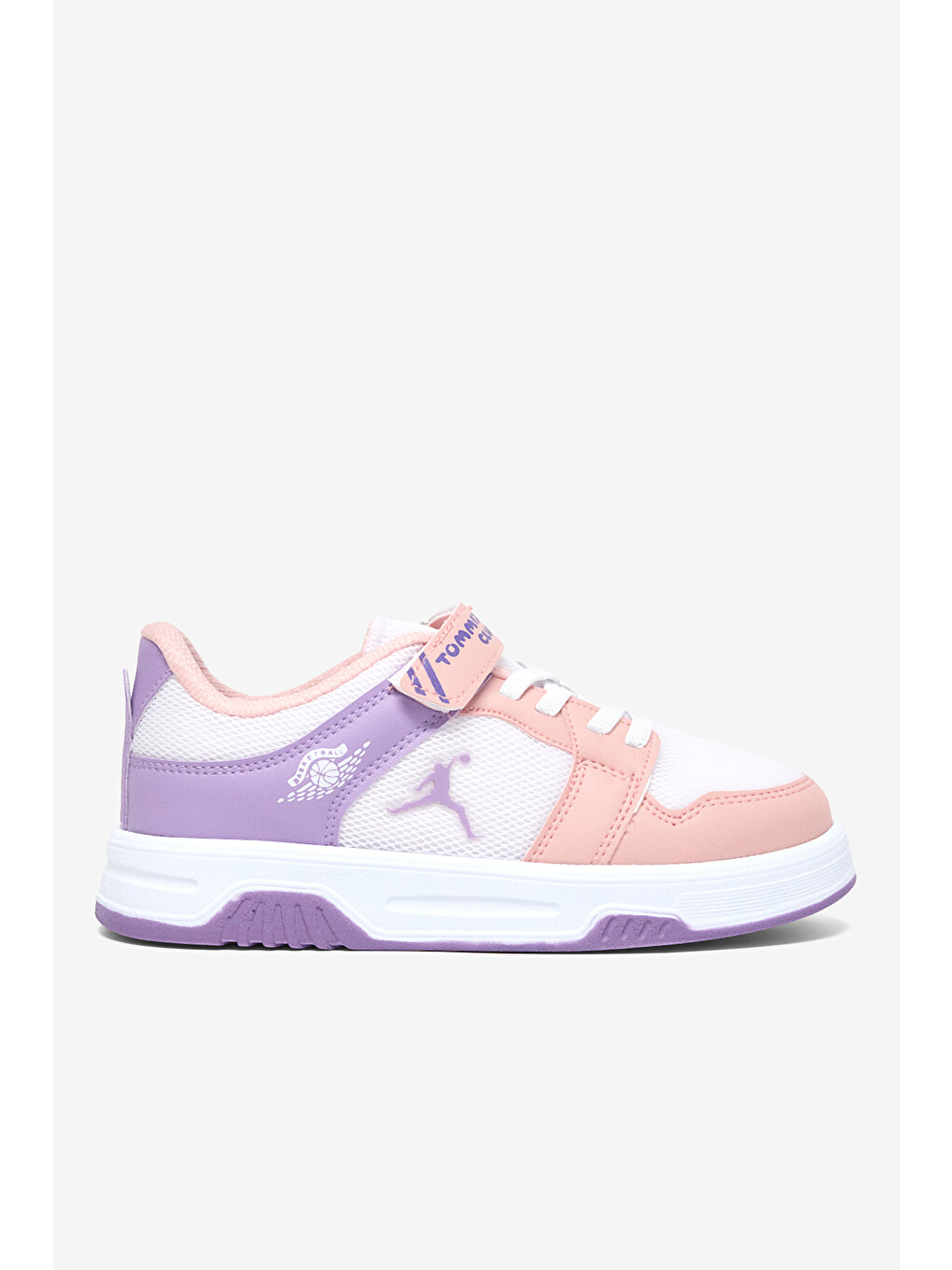 Pembe Çocuk Unisex Pudra Lila Beyaz Rahat Kalıp Ortopedik Cırtlı Sneaker-5