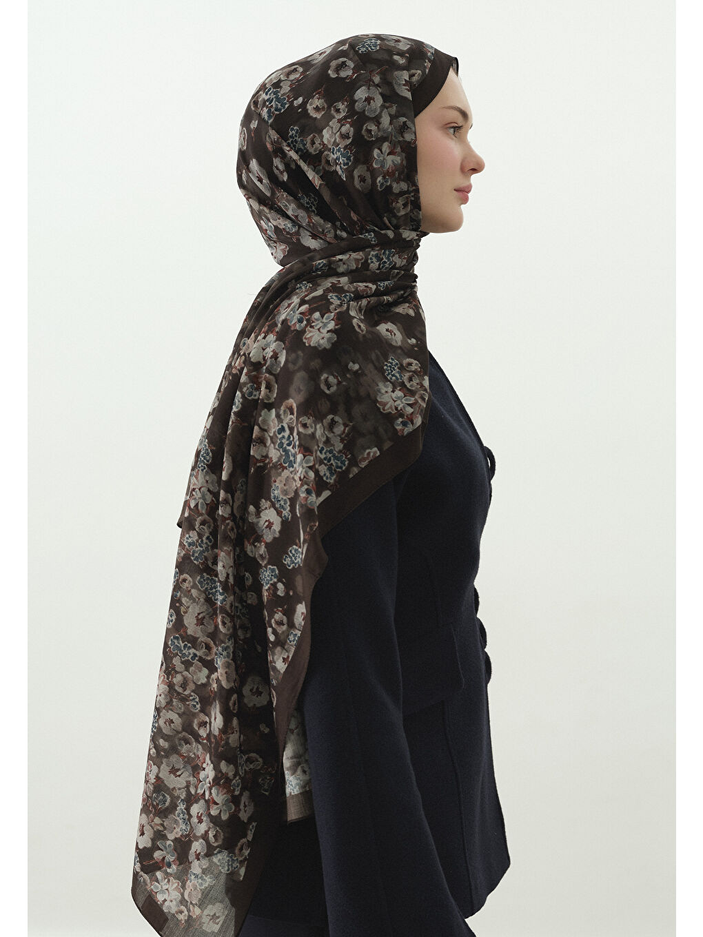 Kahverengi SECRET PEARL DESENLİ PAMUK VİSKON ŞAL TOZLU KAHVE-1