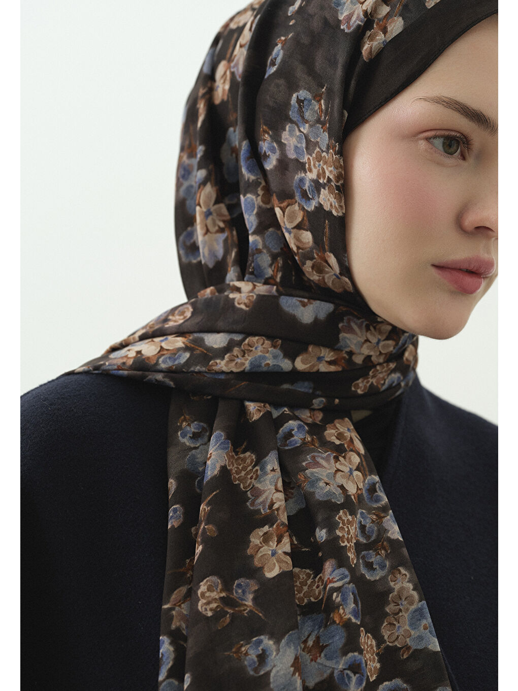 Antrasit SECRET PEARL DESENLİ PAMUK VİSKON ŞAL ANTRASİT-3